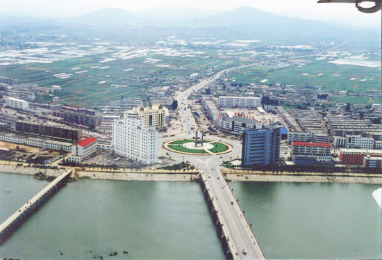 盖州市区清河南航拍